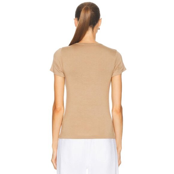 Eterne Fitted Crewneck Short Sleeve T-Shirt in Taupe Small New Womens Tee Top - Picture 4 of 13